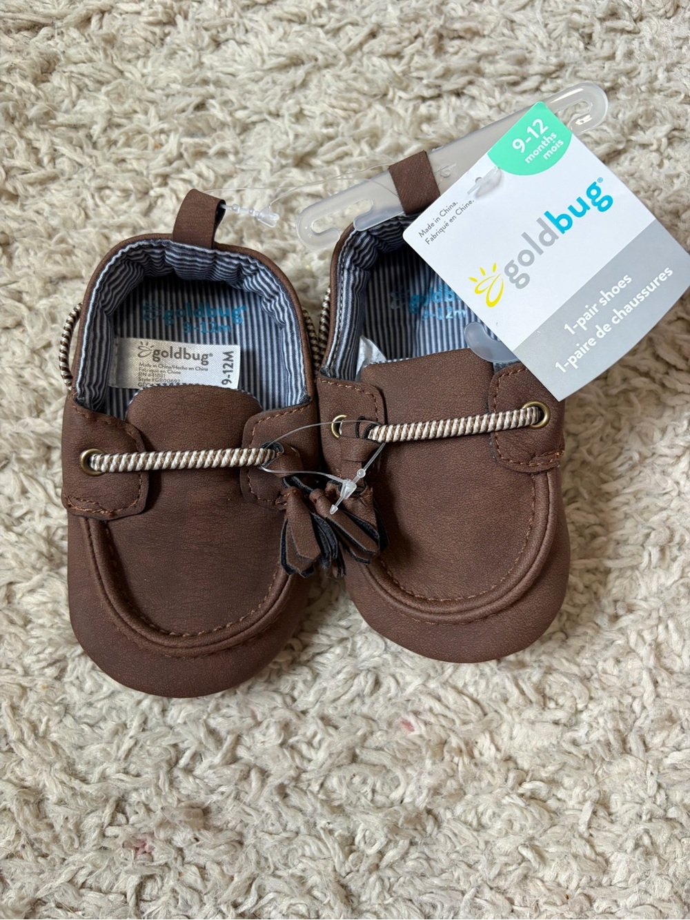 Goldbug Brown Baby Moccasins - Soft Slip-On Walker Shoes (9-12 months)
